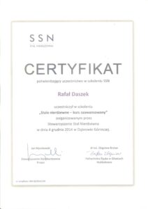 Certyfikat szkolenie stale nierdzewne kurs zaawansowany